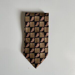 MASSIMO LIVIO Italian silk tie features paisley pattern within a checkered desig